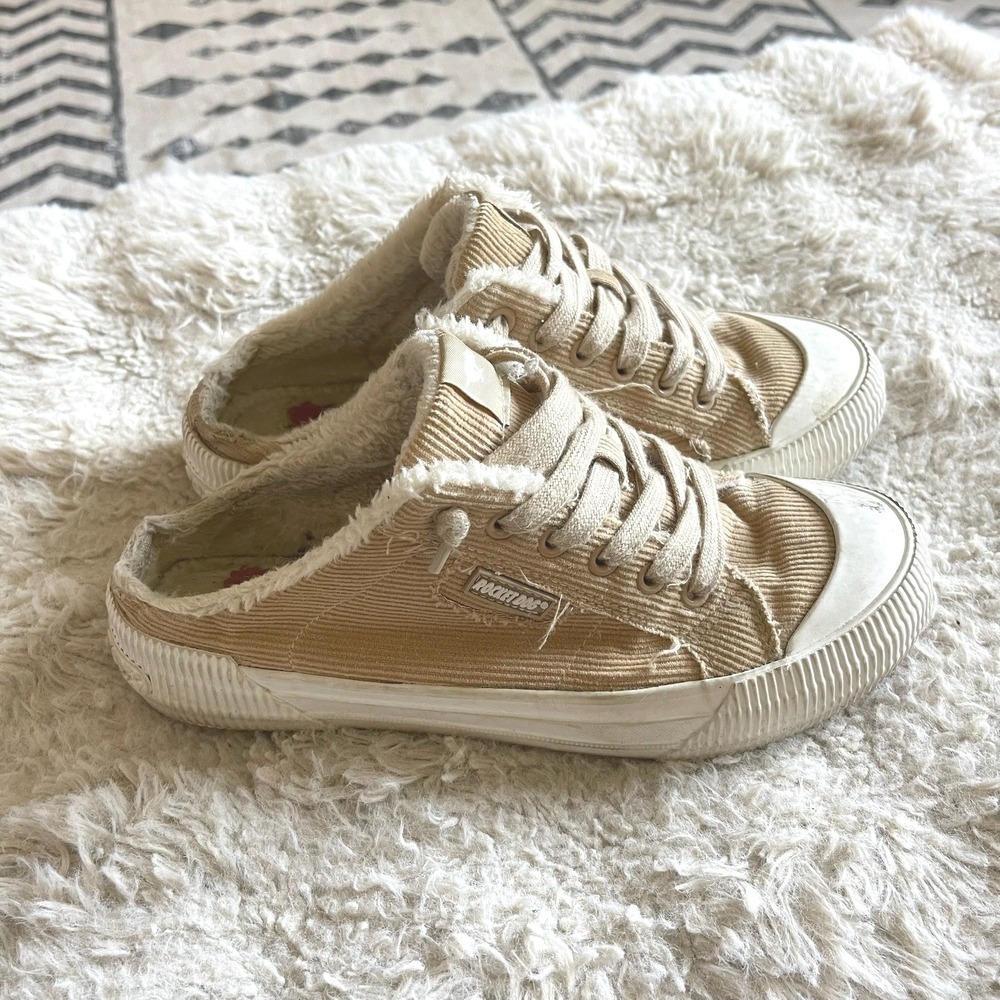 Rocket Dog Cheery Tan Corduroy Faux Shearling Lined Mule Sneakers Womens 8 C317